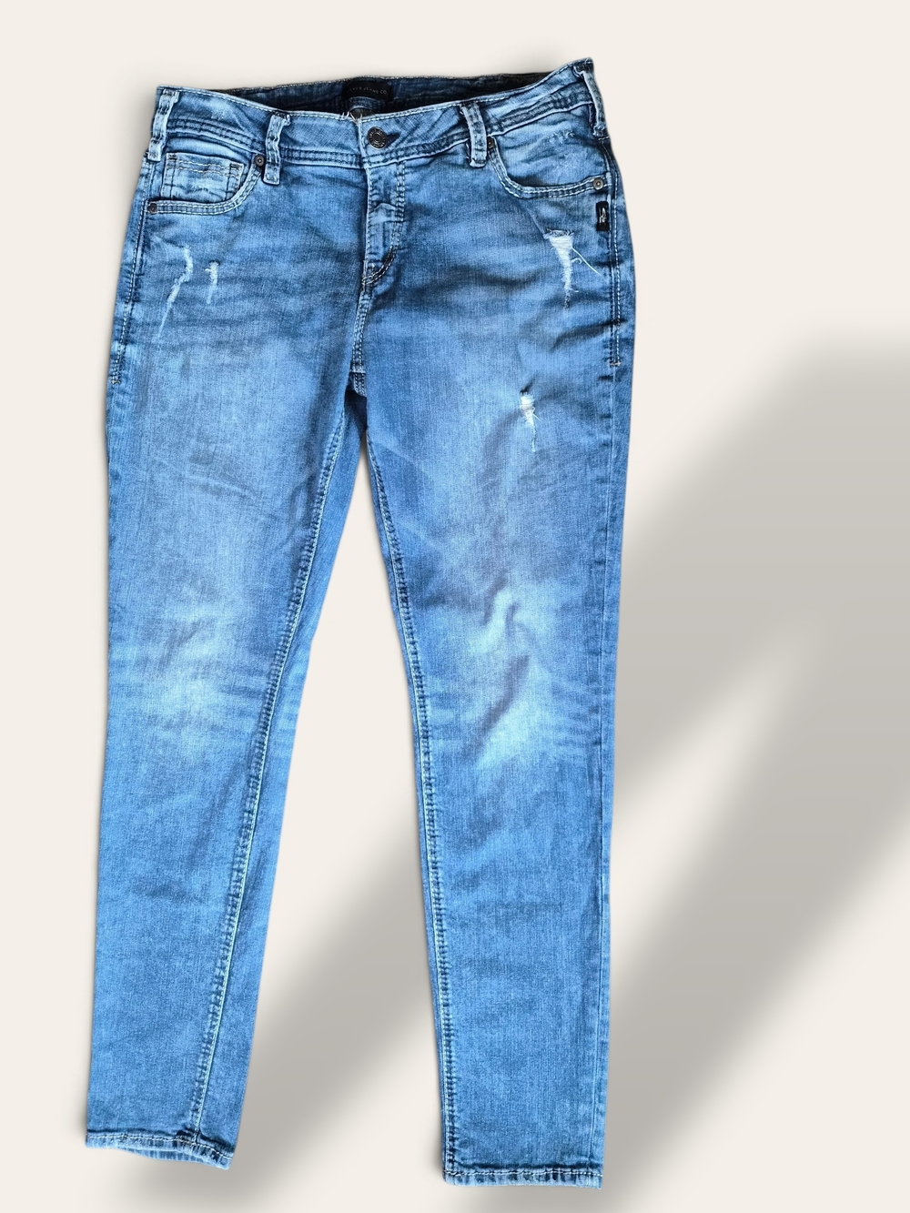 Silver Jeans Co Girlfriend Jeans Womens 32x29 Distressed Faded Wash Slim Denim